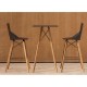 Lot de 4 Tabourets de bar Vondom Faz Wood1 noir avec pieds chêne blanchis et accoudoirs