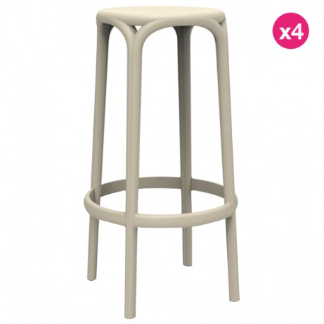 Lot de 4 tabourets de Bar Brooklyn Vondom hauteur d'assise 76 écru