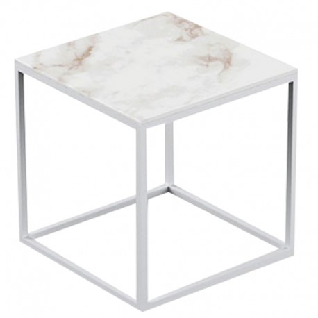 Table basse carrée Pixel Vondom Dekton Entzo blanc et pieds blancs 40x40xH25