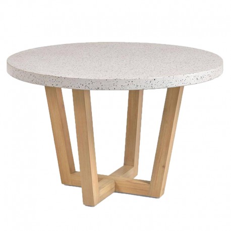 Table ronde Terrazzo blanc et bois d'acacia 120 KosyForm