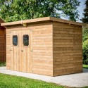 Tuinhuisje Habrita Theora in massief hout 6,45 m2 met Golfplaten