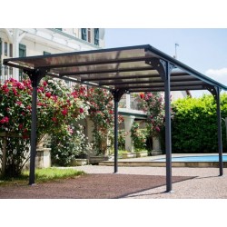 Carport Toit Plat 14.70 m2 en aluminium et polycarbonate Habrita