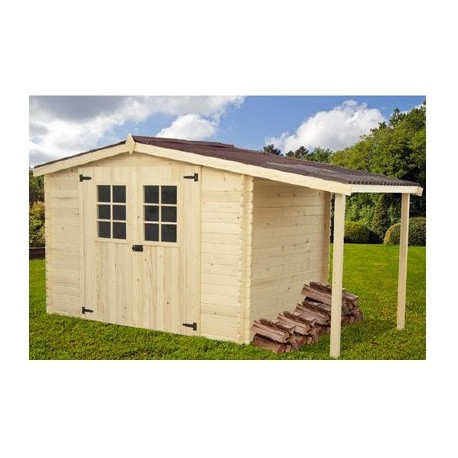 Abri de Jardin Bois Habrita 5,06 m2 avec auvent 2.69 m2