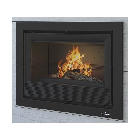 Inserção de madeira 3 lados envidraçado Bronpi Paris 90-3-C 14kW com turbina