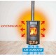 Estufa de leña redonda Intercambiador de calor NovaStove Orso 8kW 3 lados Acristalado con soporte