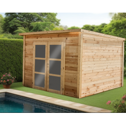 Abri Poolhouse madriers 28mm Bahia Habrita 10m2