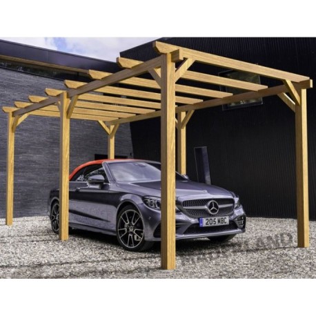 Cochera de madera para coches 6x3m Badajoz 18m2 Maderland