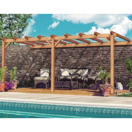 Pergola addossata in legno grezzo Palma 6x4m 24m2