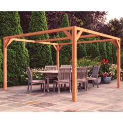 Tarragona 4x4m 16m2 freestanding pergola in raw wood