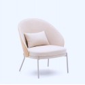 Fauteuil en Chenille Beige et piètements métal beige Amy VeryForma