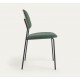 Set van 4 Linda VeryForma Green chenille metalen stoelen en kussen