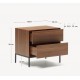 Walnut Wood and Black Steel Bedside Table 60x55 Rana VeryForma