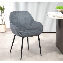 Conjunto de 2 sillas de comedor Ibis gris Tela chenilla patas metálicas VeryForma