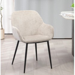 Conjunto de 2 Sillas de Comedor Ibis Tela Chenilla Taupe Patas de Metal VeryForma