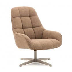 Aspe swivel armchair in light brown fabric and VeryForma metal